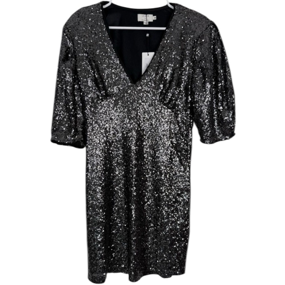 Molly Bracken Le Soir Black Sequin Mini Dress V-Neck Party Cocktail XS & M NWT